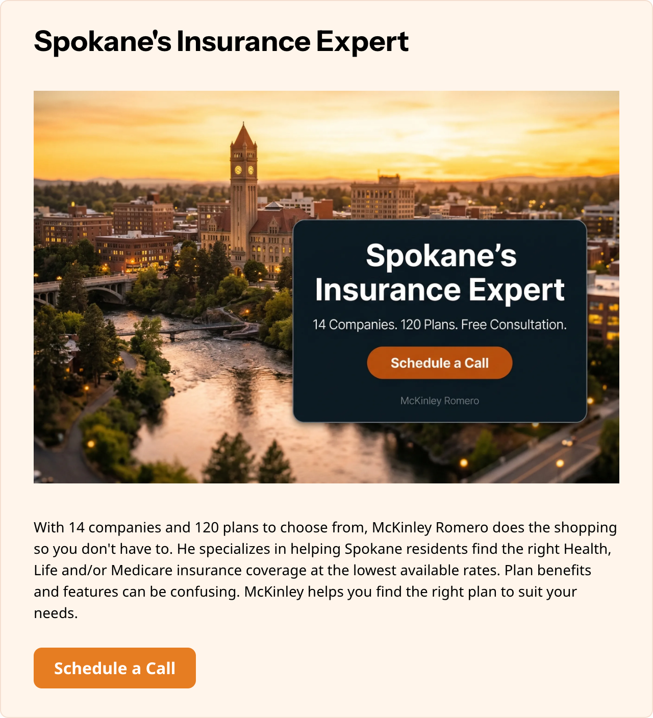 McKinley Romero Insurance Featured Placement ad: Spokane's Insurance Expert